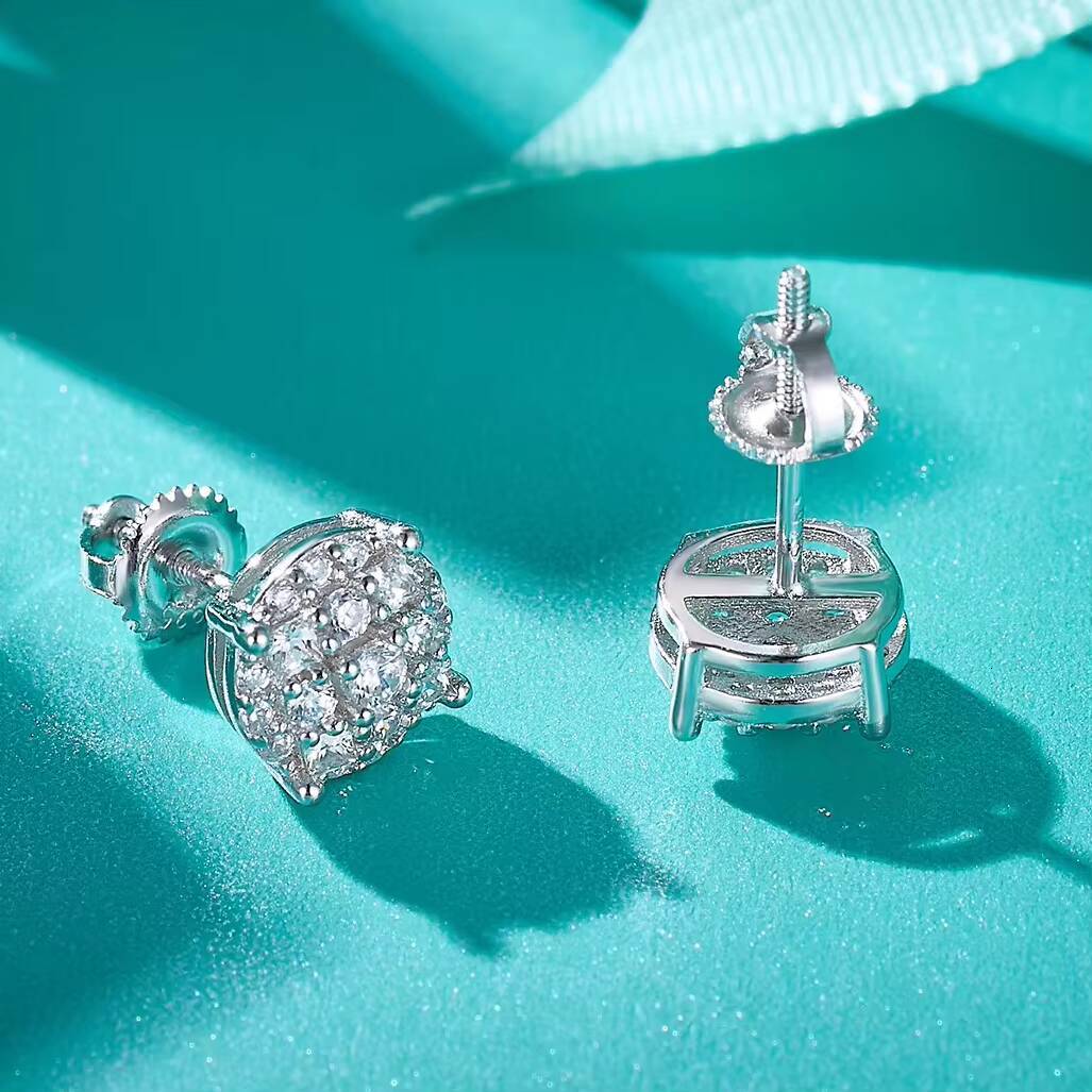 Wholesale 925 Sterling Silver VVS Moissanite Earring Round Fine Jewelry Weddings Birthdays S925 Silver Stud Earrings