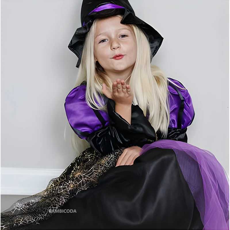 Halloween Girls Witch Par Dress Gothic Ghost Costume Gown Robe Tutu Dress Witch Hat for Purim Carnival Par Z250725