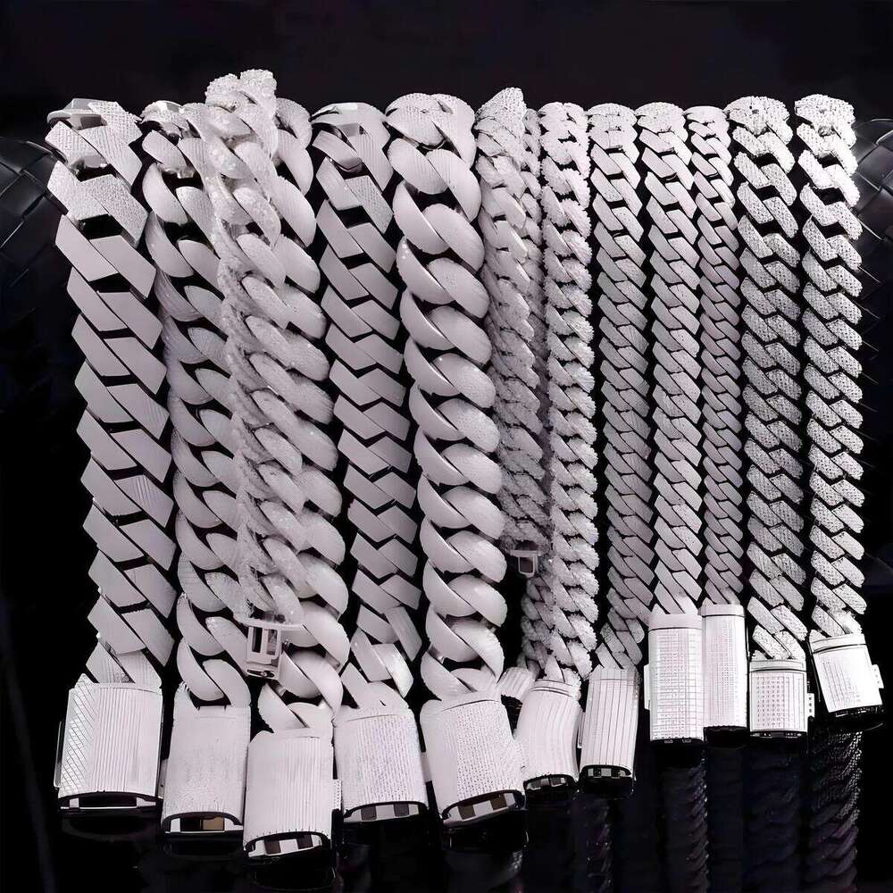 Designer necklace VVS diameter 2 rows 8 10 12 15 mm S Sier GRA Moissanite Necklace Men's Hip Hop Cuban Chain Fashion Jewelry Free shipping