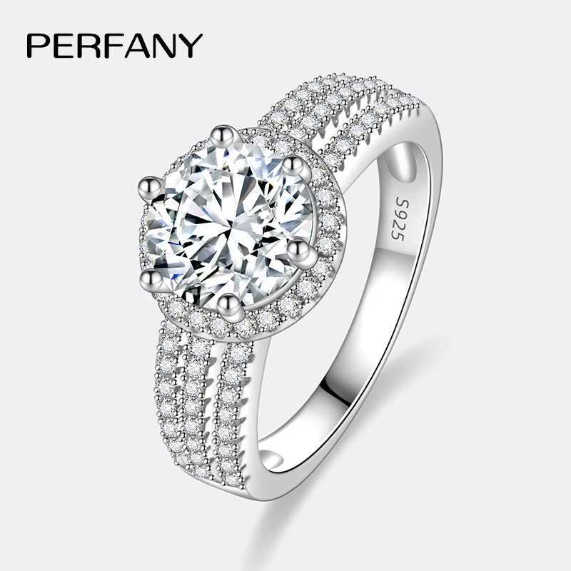 PERFANY 2/3CT Womens Moissanite Ring S925 Pure Silver Plated 18K White Gold Diamond Wedding Ring Luxury Wedding Jewelry W250417