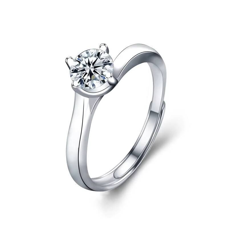 XJZ018 925 Sterling Silver Moissanite Rings for Women 1ct 6.5mm Round Cut Ring Diamond Test Passed Fashion Claw Setting