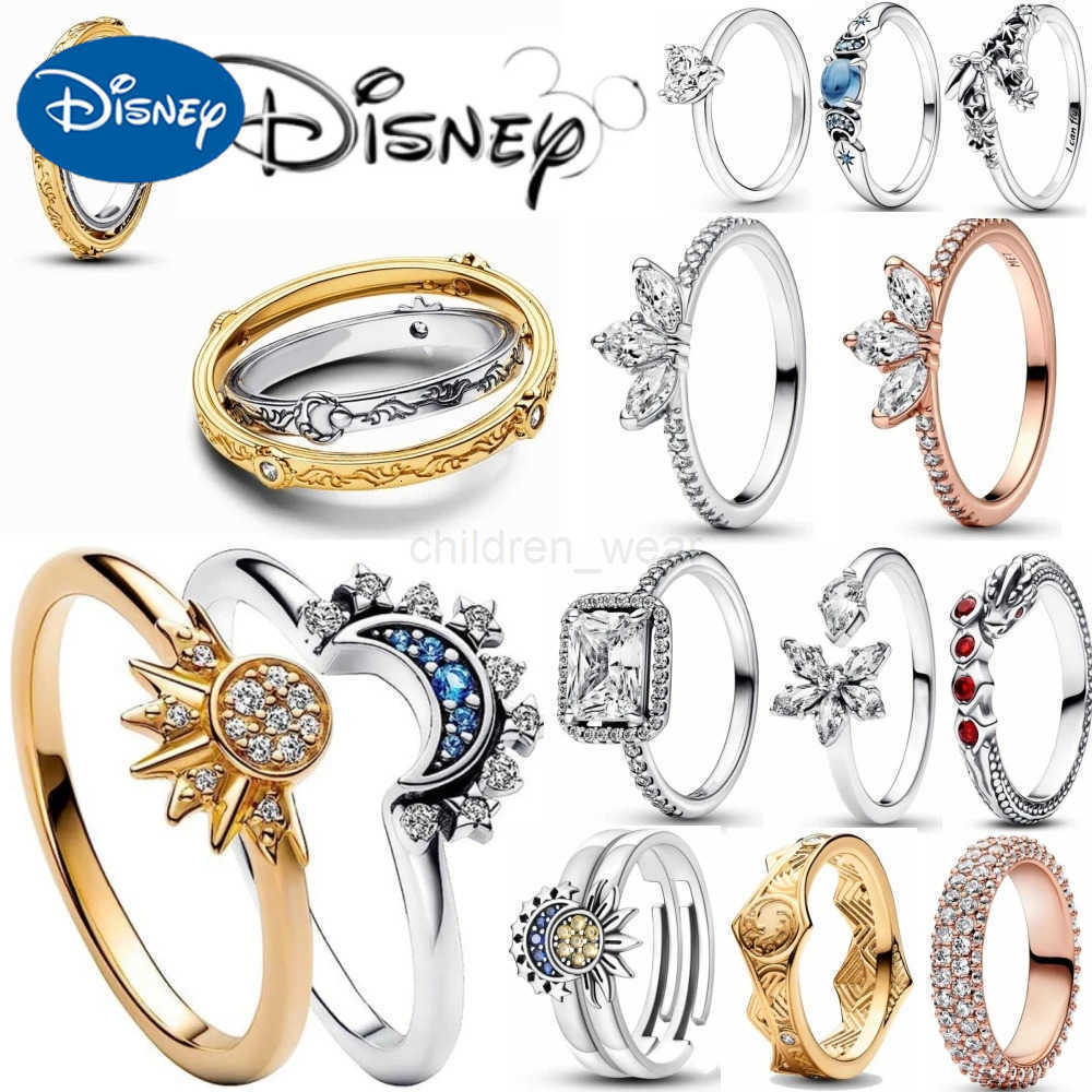 Disney Hot Sale Original Rings Rose Tiara Heart Sparkling Wedding For Women Sun and Moon Ring Crystals Fine Jewelry Gift W20250725