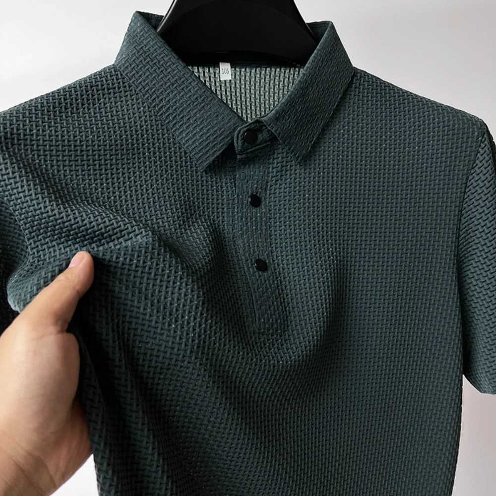 Waffle Ice Silk Short Sleeve Mens Polo Shirt Sweat Absorbing Casual Shirt Cool and Breathable New Style High-Quality Business XJ250725
