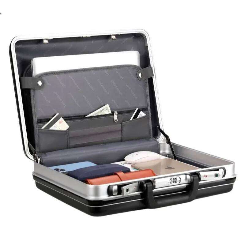 18-inch Aluminum Frame Anti-Theft Business Briefcase - TSA Lock Secure Laptop Case for Travel, Durable Carry-On Storage Handbag OLOEY