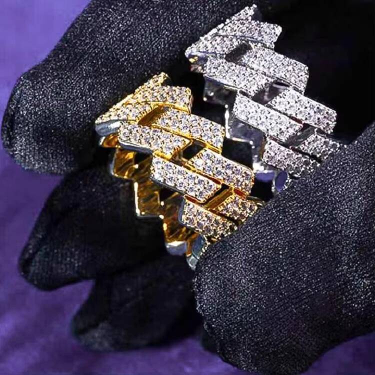 Hot Sale Cuban Link Rings Fine Jewelry Mens Hip Hop Iced Out Cross 925 Sterling Silver Moissanite Diamond Custom Ring for Gift