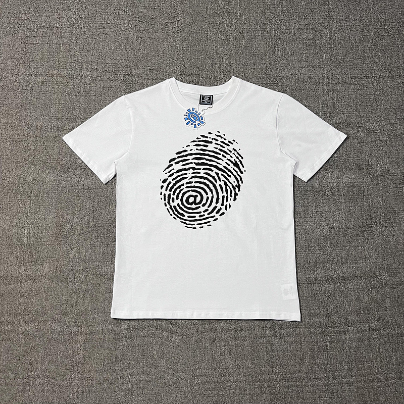Retro Fingerprint Men's T-Shirts Cotton Short Sleeve Tshirts for Men and Women Round Neck Baggy Casual Tees Oversized Harajuku T-shirt