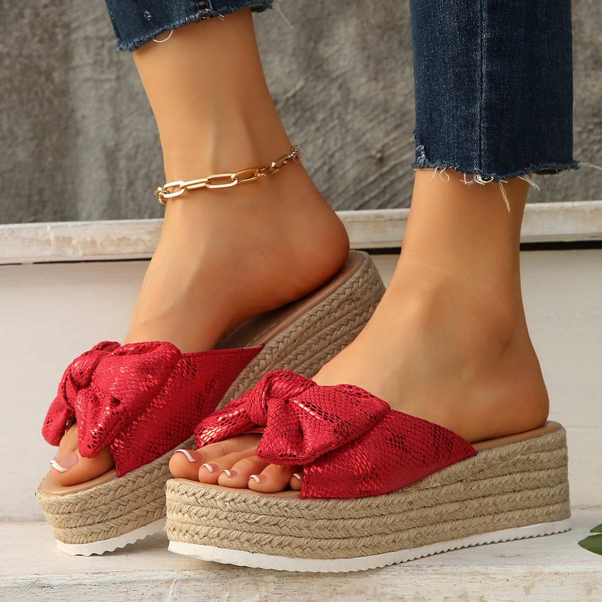 Ddmysports Platform Thick Sole Slippers Summer New Fashion One Strap Sandals Wedge Flower Beach Shoes For Women Outdoor Shoes