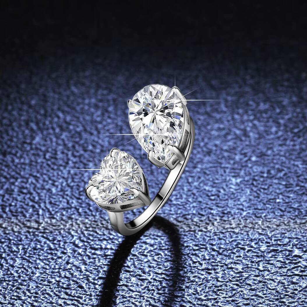 New Fashionable 925 Sterling Silver Heart Pear Cut Moissanite Engagement Ring 6ct with GRA Certificate for Weddings