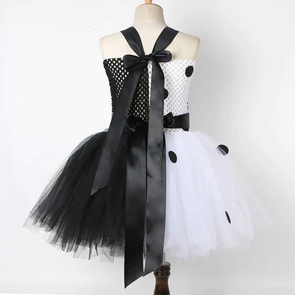Cruella De Vil Tutu Dress Girls Dalmatians Black White Witch Cosplay Halloween Costume Kids Fancy Carnival Par Clothes Outfit Z250725