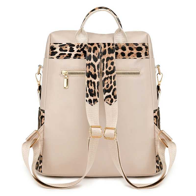 Leopard Print Backpack Fi Crossbody Bag Large Capacity Quilted Multiple Pockets Adjustable Strap Zipper for Back To School Y250724