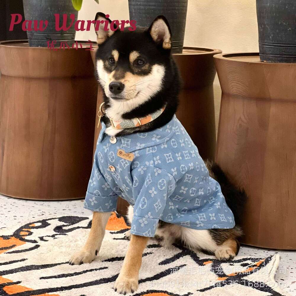 Large Dog Golden Retriever Samoyed Giant Poodle Corgi Denim Shirt Puppy Clothes Trendy Brand Teddy Bichon West Highland White Terrier Cat