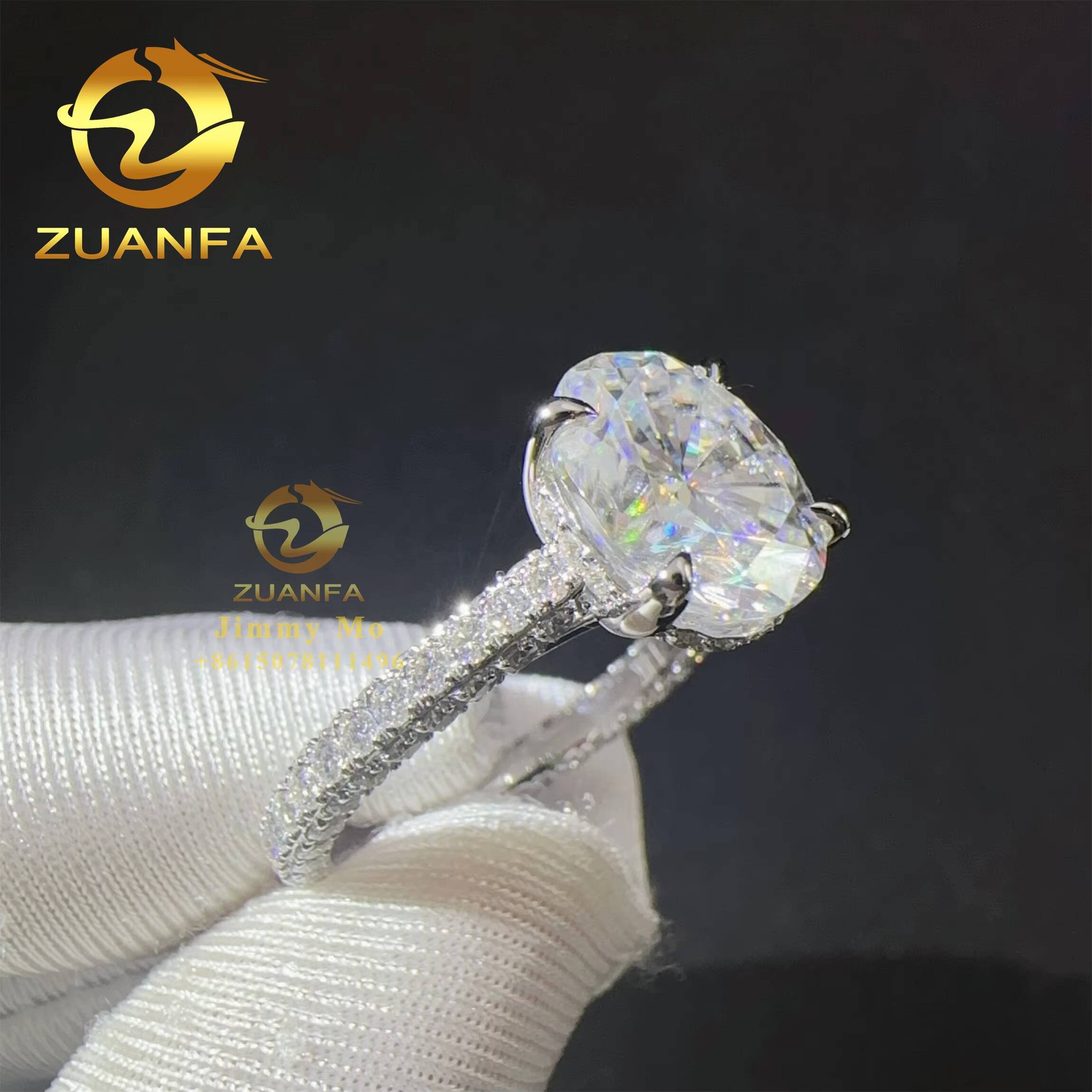 Elegant Gorgeous 14k White Gold 5ct Iced Crushed Oval Moissanite Diamond Engagement Wedding Band Ring Anniversary Women Gift