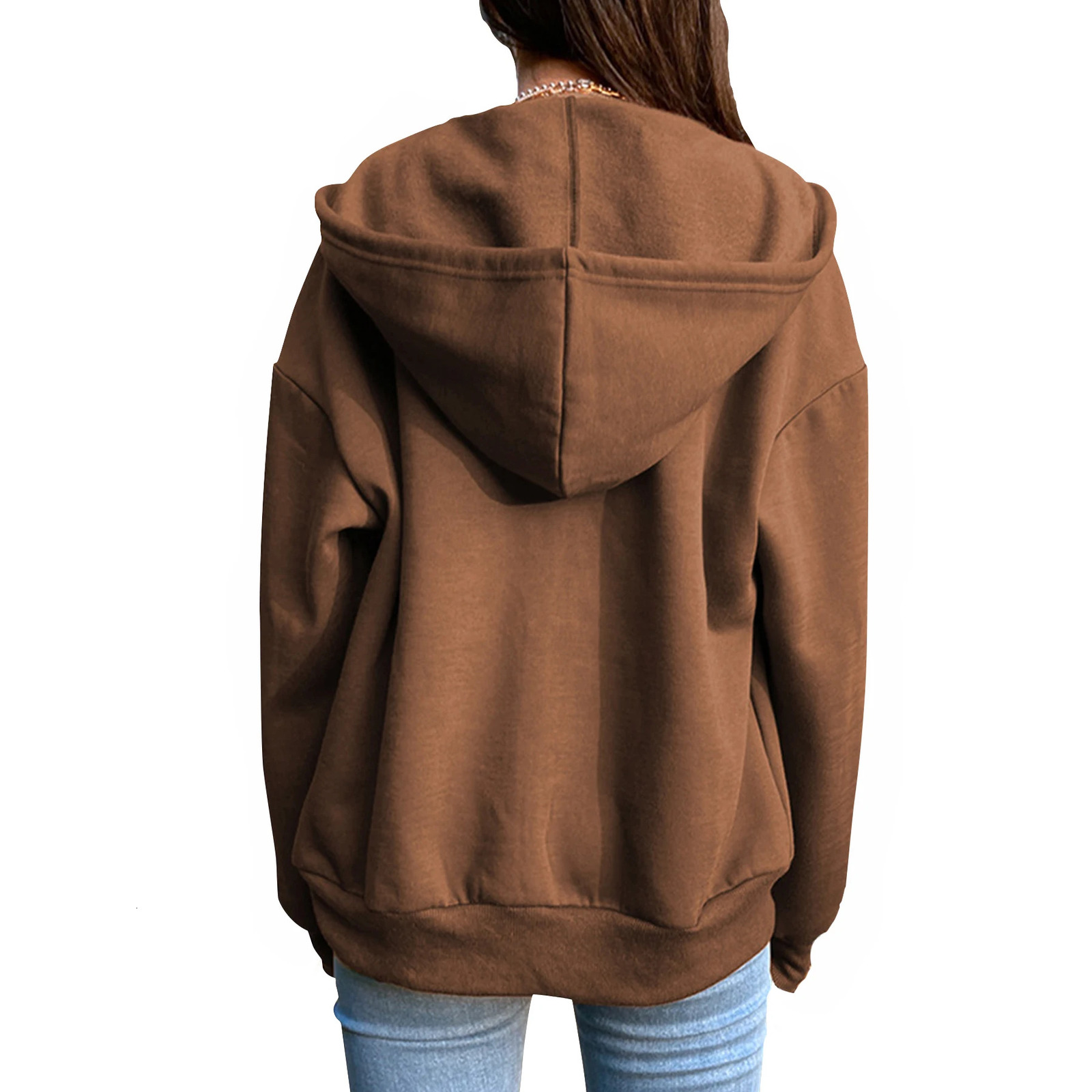 2024 Womens Sweatshirt Zipper Cardigan Hoodie Fashion Casual Versatile Solid Color Coat Fitness Sport Jogging Lady Top Clothing 250725