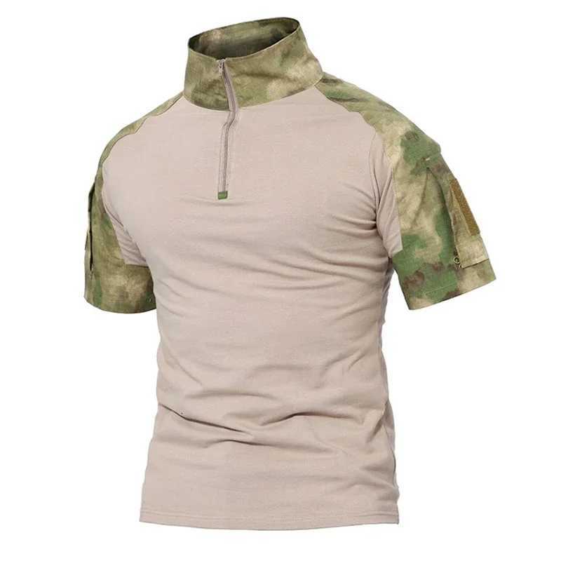 Tactical T-Shirts Mens Outdoor Sports Camouflage Cotton Tee Short Sleeve Shirt Hiking Hunting Combat Men Paintball Camo Clothing Y250724