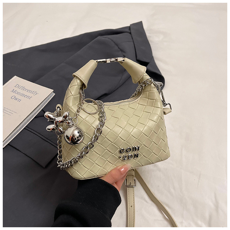 Luxury Brand Designer Bag Korean Style Woven Handbag For Women 2025 Spring Summer New Light Luxury Niche Chain Crossbody Shoulder Bag Crescent Bag