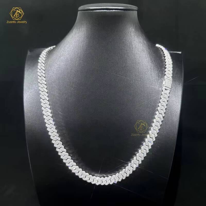 PROMOTION Fine 10mm Cuban Link Chain Bust Down Cuban Link VVS Moissanite 925 Hip Hop Iced Out 18k Gold Plated Necklace