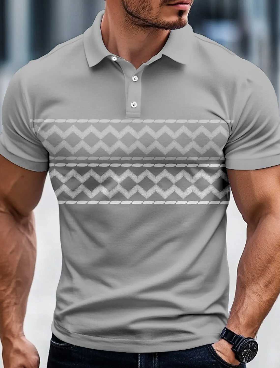 3D Printed Vintage Mens Geometric Line Polo Ethnic Short Sleeve Polo Shirt Collared Shirt Casual Outdoor Business Daily Wear XJ250725