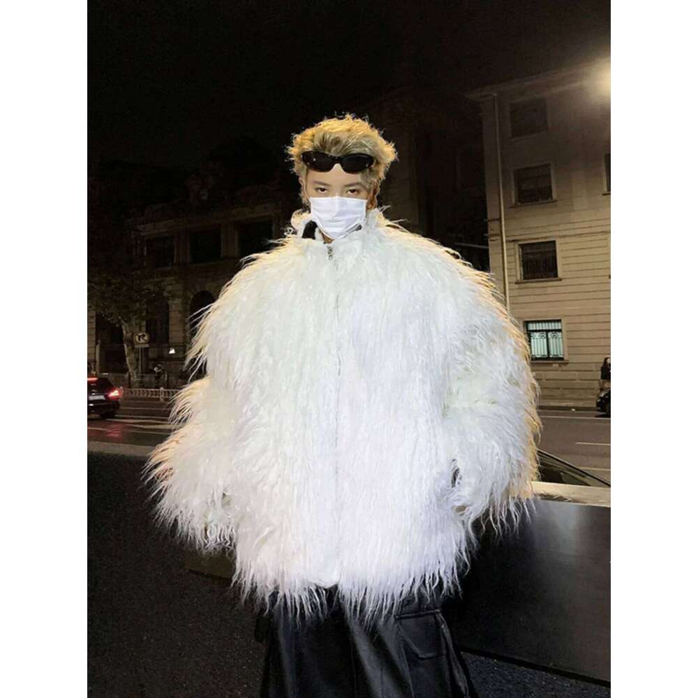 Men's 2025 Winter High-End Stand Collar Long Sleeve Thickened Cotton Jacket Handsome Trendy Environmentally Friendly Fur Clothes