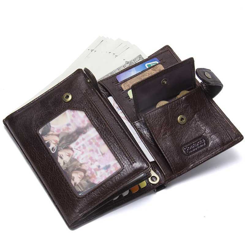 CONTACTS Top Quality Genuine Cow Leather Wallet Men Hasp Design Short Purse With Passport Photo Holder For Male Clutch Wallets Z250725