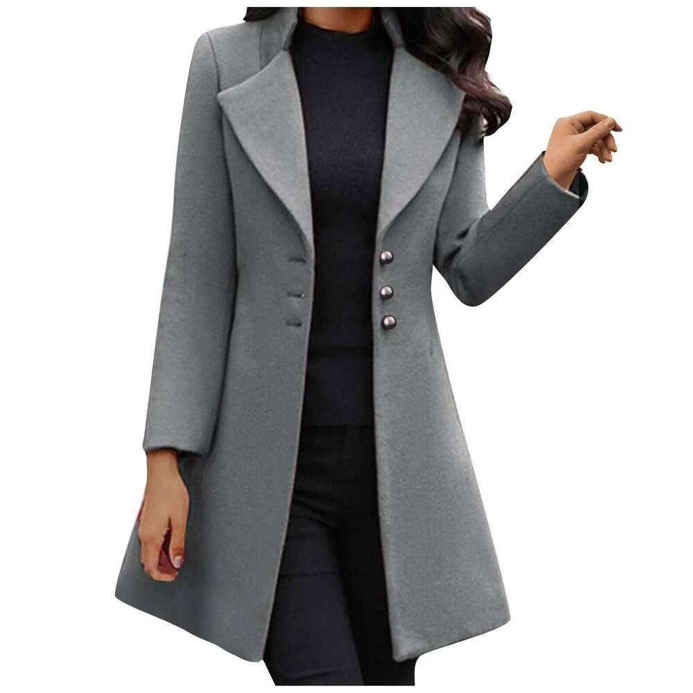 Designer Clothing Womens Lapel Single Breassted Trench Coat Winter Wool Blend Mid Long Outwear Peacoat Temperament Fleece Lined Jacket Women Fashion
