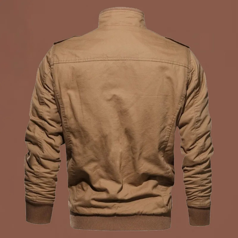 Pure cotton coat men 2025 spring and autumn stand collar jacket casual allmatch pure military shirt cargo trend 250717