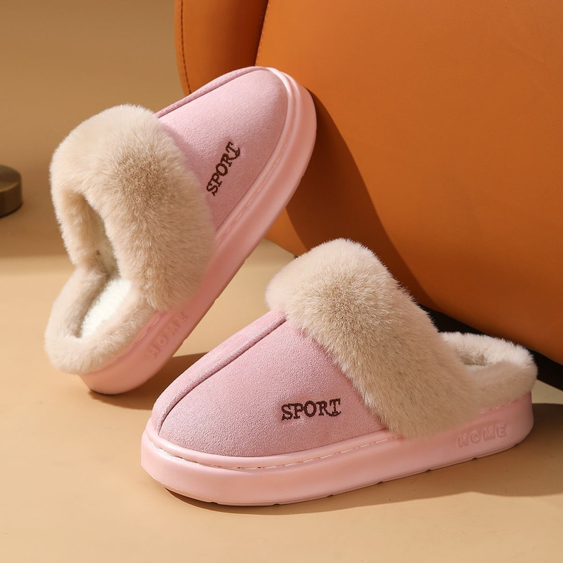 Autumn Winter Warm Comfortable Women, Indoor and Outdoor Wear, Thick Sole, Non-Slip Cotton Slippers for Men