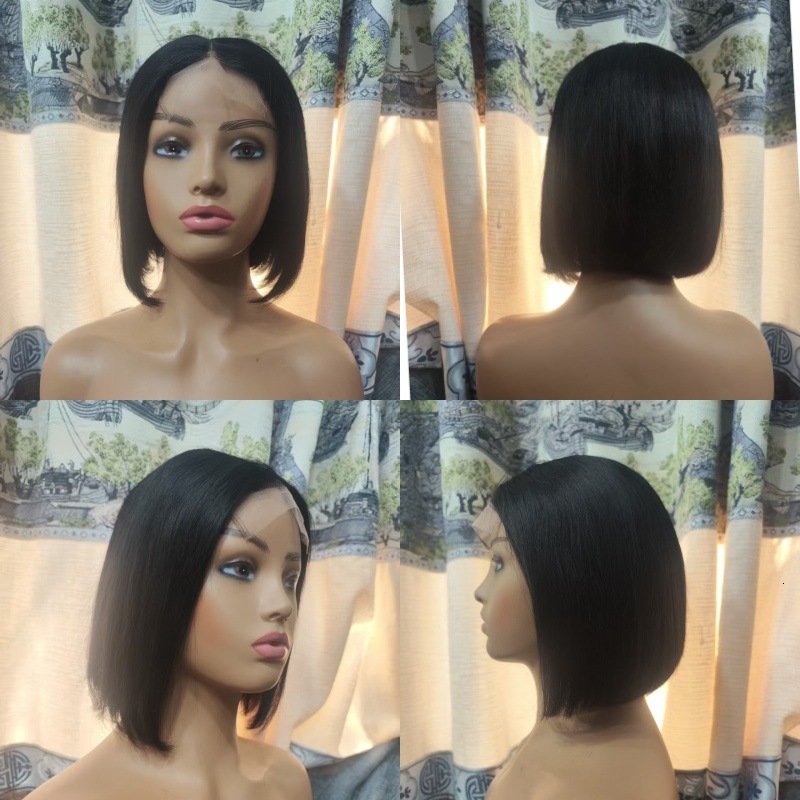 Bob Wig 4x4 HD Transparent Lace Front Wigs 100% Human Hair Pre Plucked Density Short Bob Glueless Straight Wigs Human Hair for Women Natural