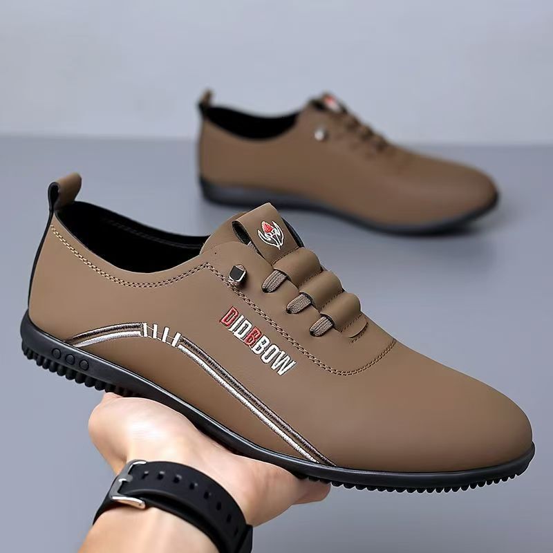 Business Leather for Men, Breathable Soft Sole Casual Trendy Loafers, Flat British Style Slip-On Lazy Shoes ddmythur