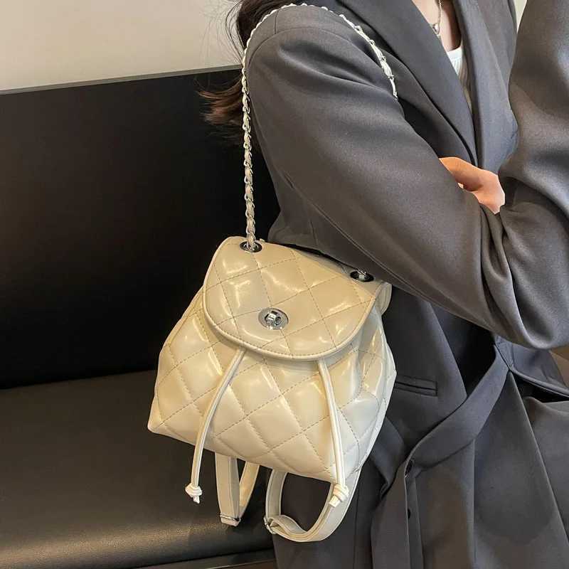 Mini Backpack Hundreds of Fi Girls Backpack Ladies Casual Simple Small Backpack Chain Shoulder Bag PU Material Waterproof Y250724