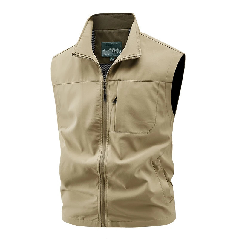 Men Outdoor Cargo Breathable Sleeveless Vest Mens Tactic Casual Fish Vests Coats Man Pockets Sport Loose Cardigan Waistcoat 250725