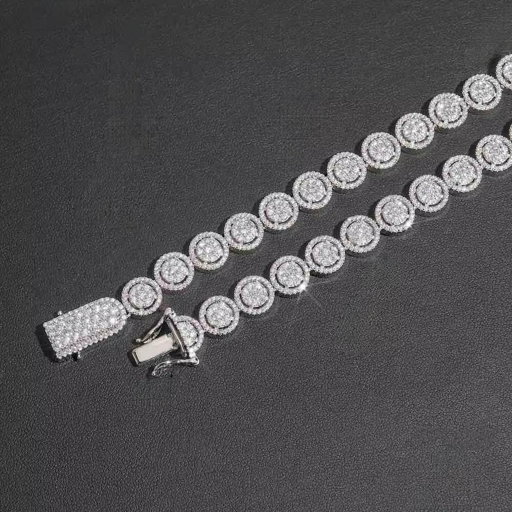 GRA Hip Hop Iced Out Bling 925 Sterling Silver Pass Diamond Tester 10MM VVS Moissanite Round Shape Tennis Chain for Men
