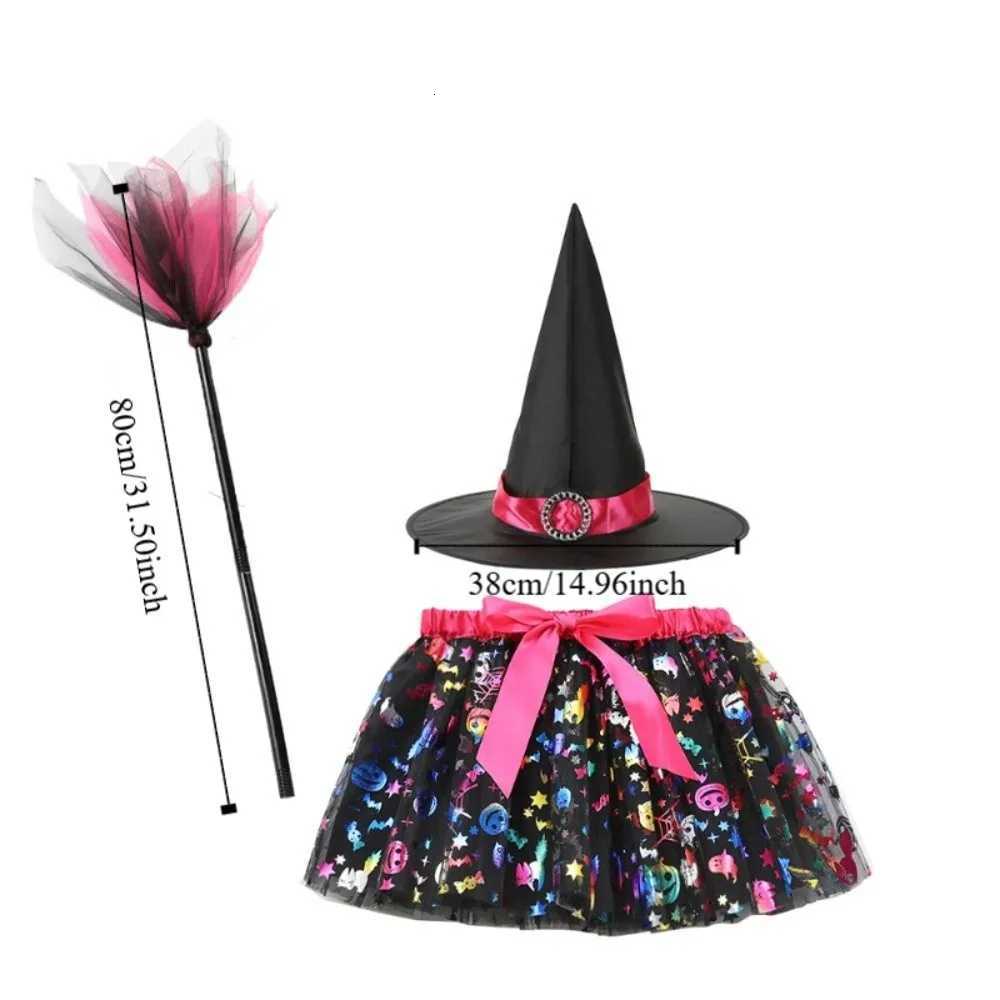 3Pcs/set Wizard Childern Halloween Costumes Poin Hat Bright Color Kids Witch Dress Set Short Skirt Costume Cosplay Props Z250725