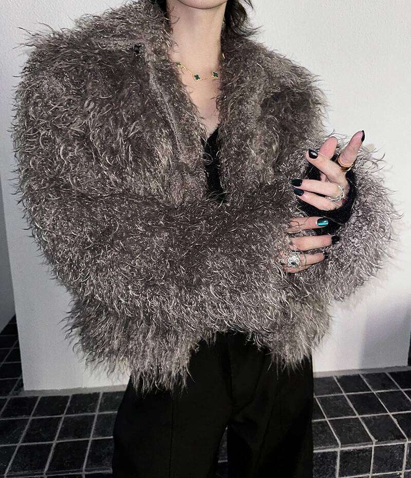 Trendy Faux Mink Jackets Men's 2025 Autumn Winter New Male Chic Loose Fashion Coat Long Sleeve Solid Color Fur Coats