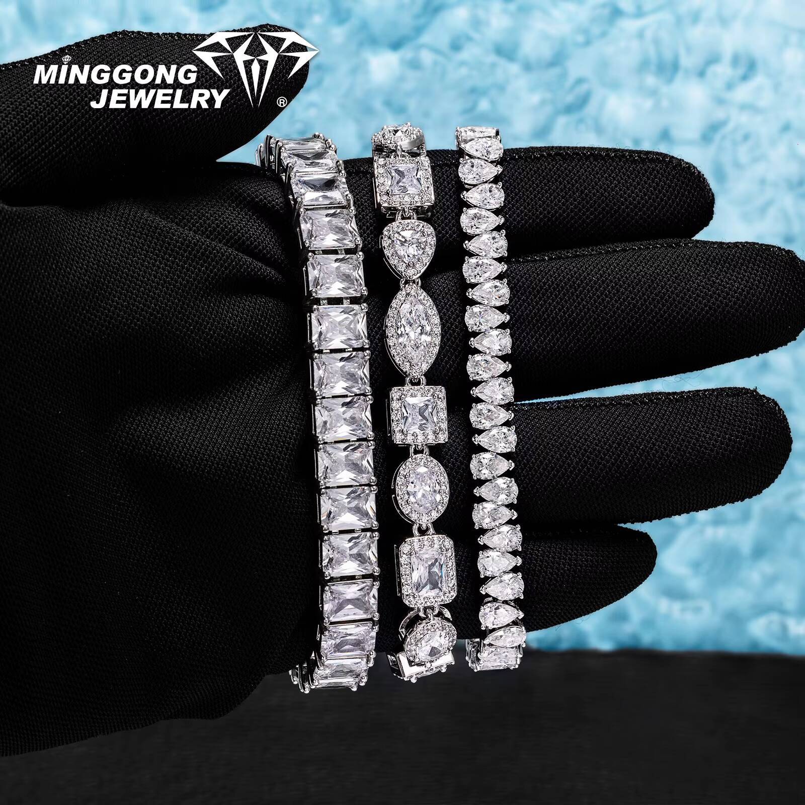 High Quality 925 Sterling Silver VVS Moissanite Tennis Chain Bracelet Custom Order S925 Emerald Tennis Bracelet Bangle