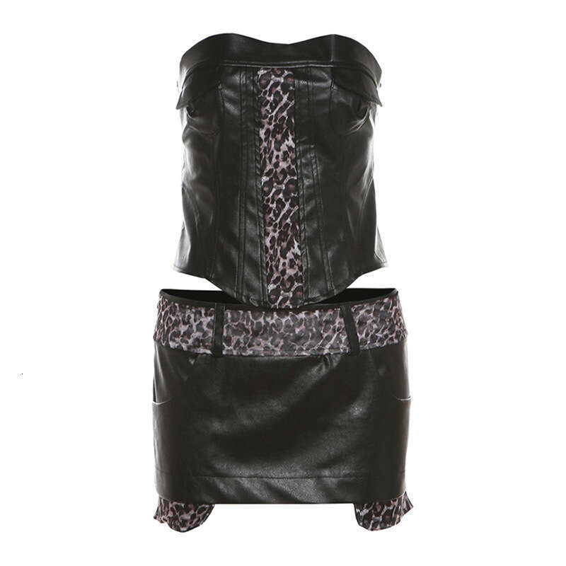 2024 Autumn New Women's Solid Color Slim Fit Tube Top Vest Fashion Low Waist Skirt Set 8cb