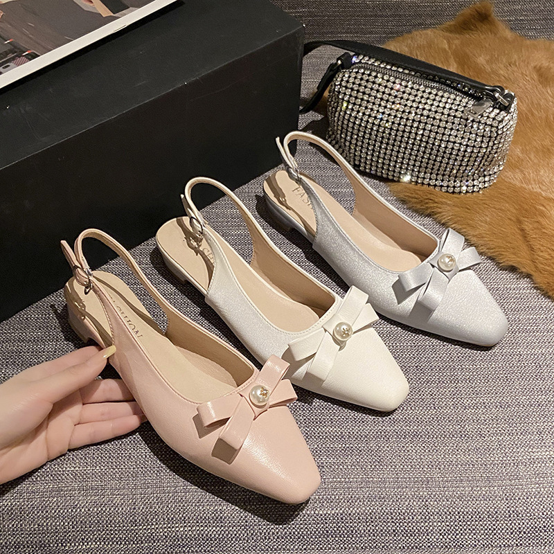 Ddmysports French Style Mid Heel Bowknot Peep Toe Sandals Fairy Spring Summer Dress Evening Elegant Single Shoes Outdoor Shoes