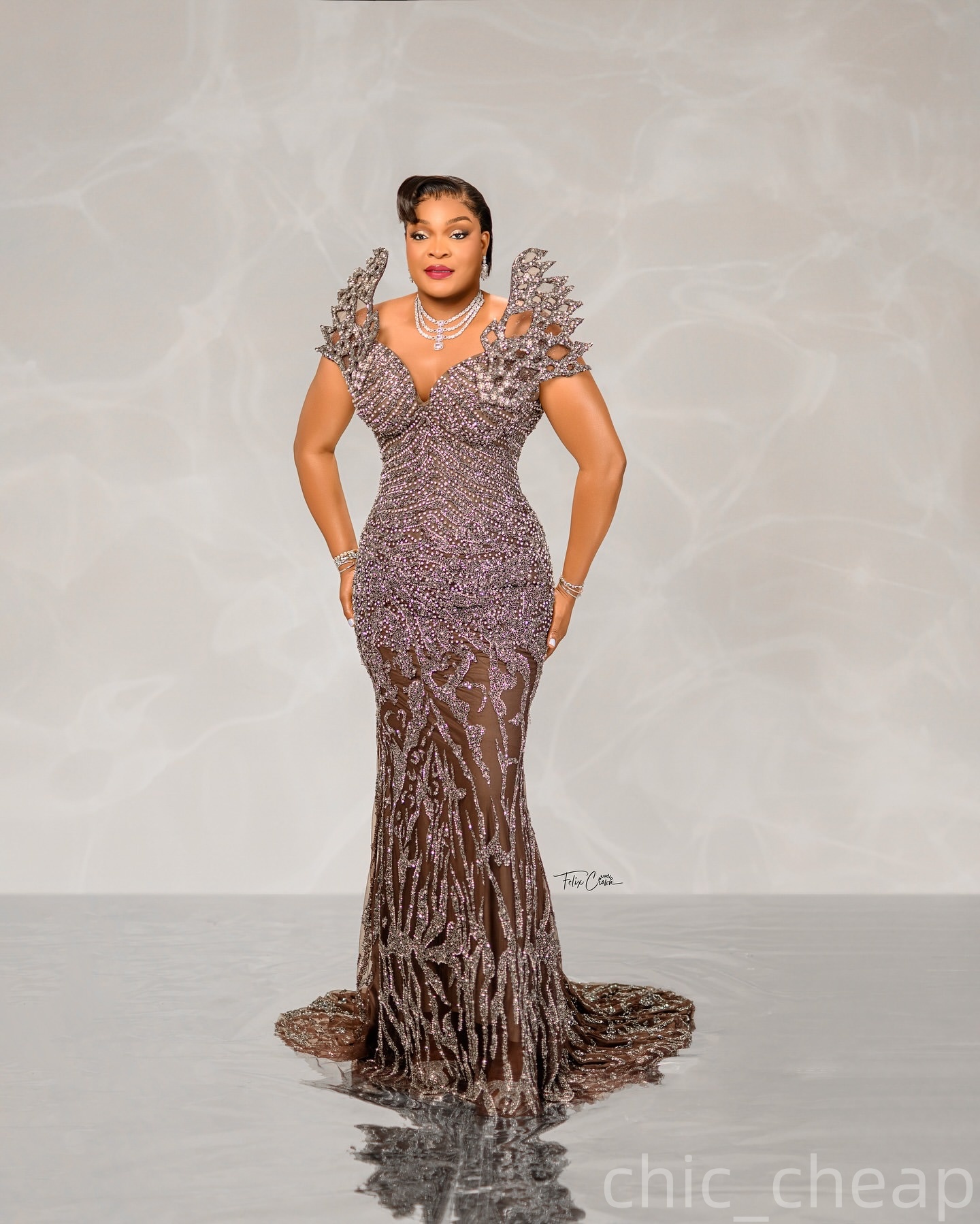 Mermaid Brown Prom Dresses 2025 Crystals Sequined Luxurious Evening Formal Party Second Birthday Engagement Gowns Plus Size Dress For Special Occasion