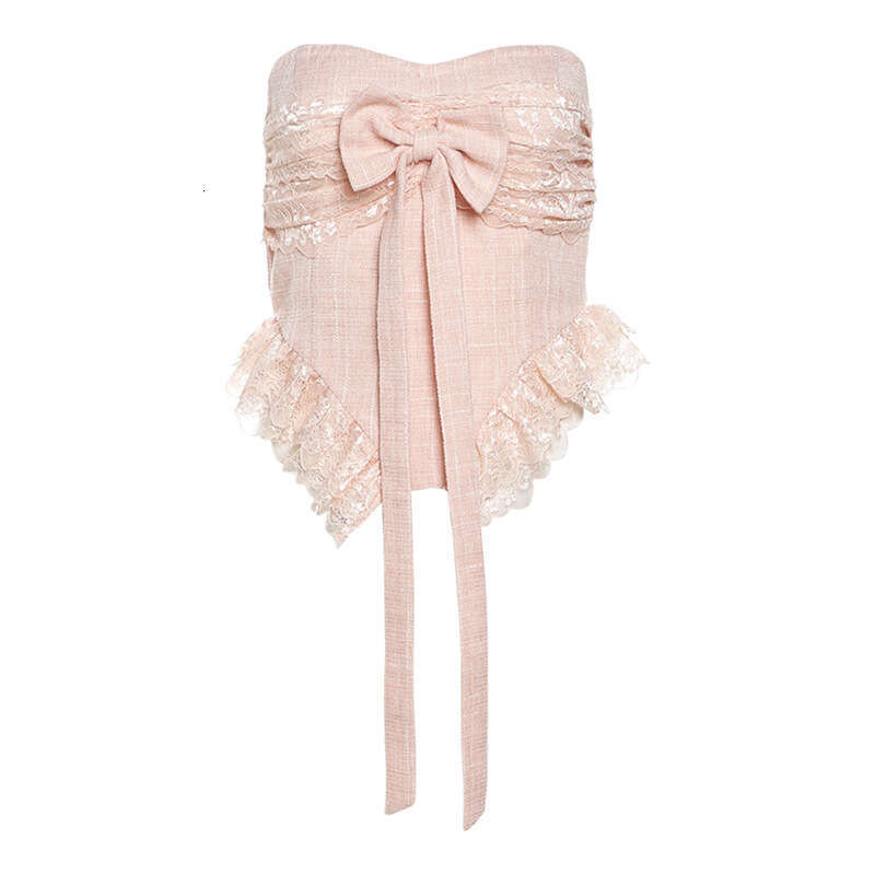 2024 Spring Summer New Women's Fashion Sexy Solid Color Strapless Butterfly Tie Vest 21d