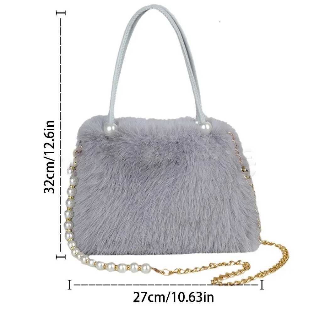 ible Wens Imitati Fox Fur Bag Large Capacity Solid Color Handbag Plush Lightweight Crossbody Bag Shoder Bag Y250725