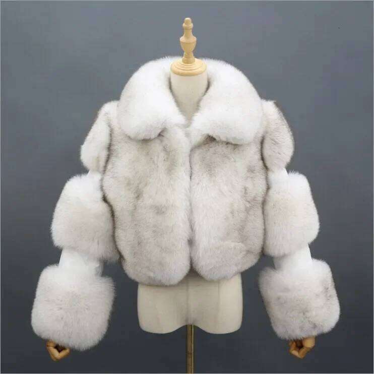 Winter Cropped Coat Short Faux Warm Fashionable Fox Fur Fluffy Jacket Women's Clothing Outerwears MDNG