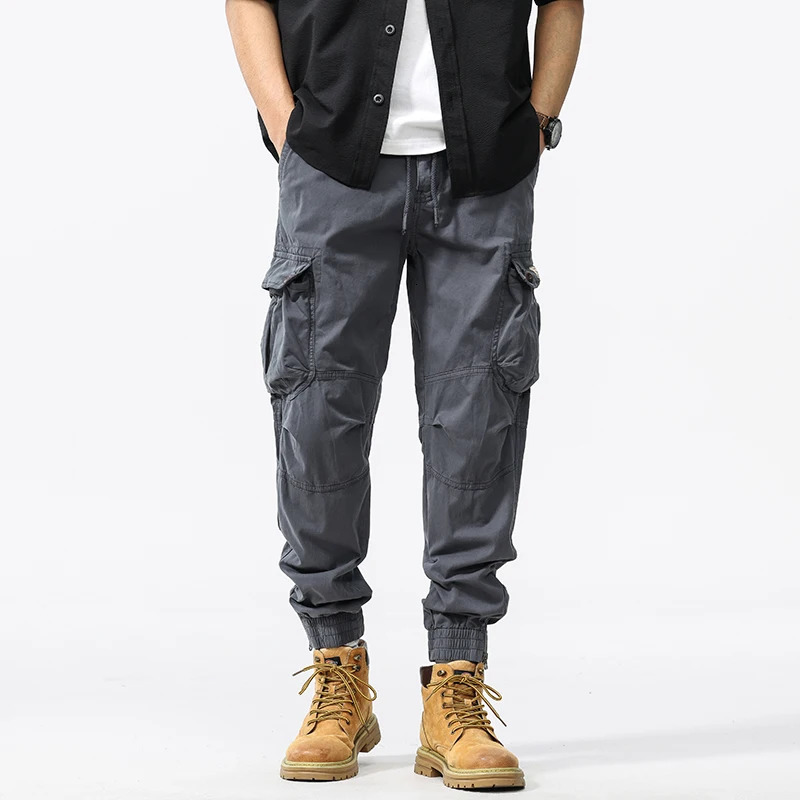 HIQOR Mens Baggy Cotton Cargo Pants Man Work Overalls Y2k Loose Trousers For Men Overszied Outdoor Casual 250725