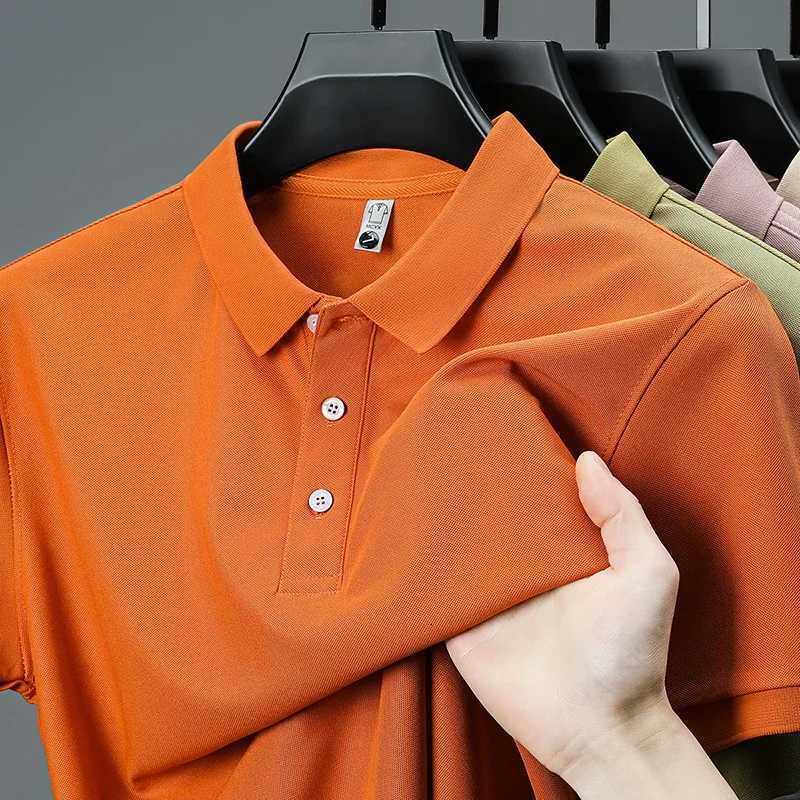 2025 New Mens Business Casual Short Sleeve Shirt Solid Color Polo Shirt Fashionable Breathable Comfortable Versatile Top XJ250725
