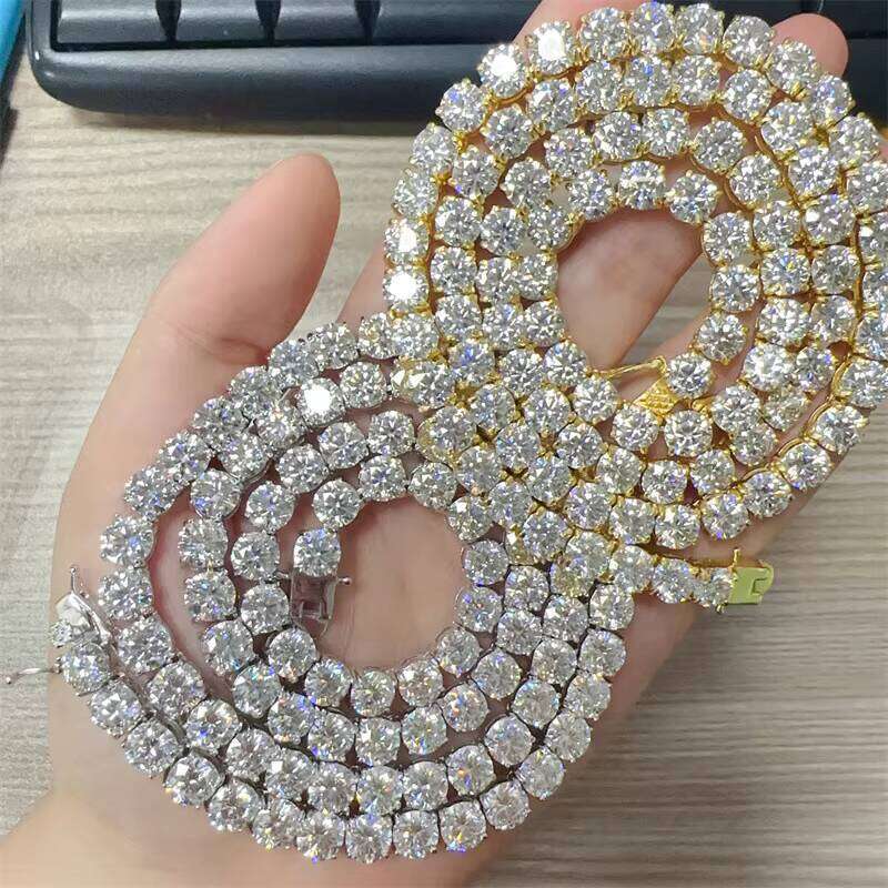 vVSMorganite6.5mm Genuine 10K 14K VVS5mm Silicon Stone Tennis Chain Bracelet Necklace Sinocre Hip Hop Lover