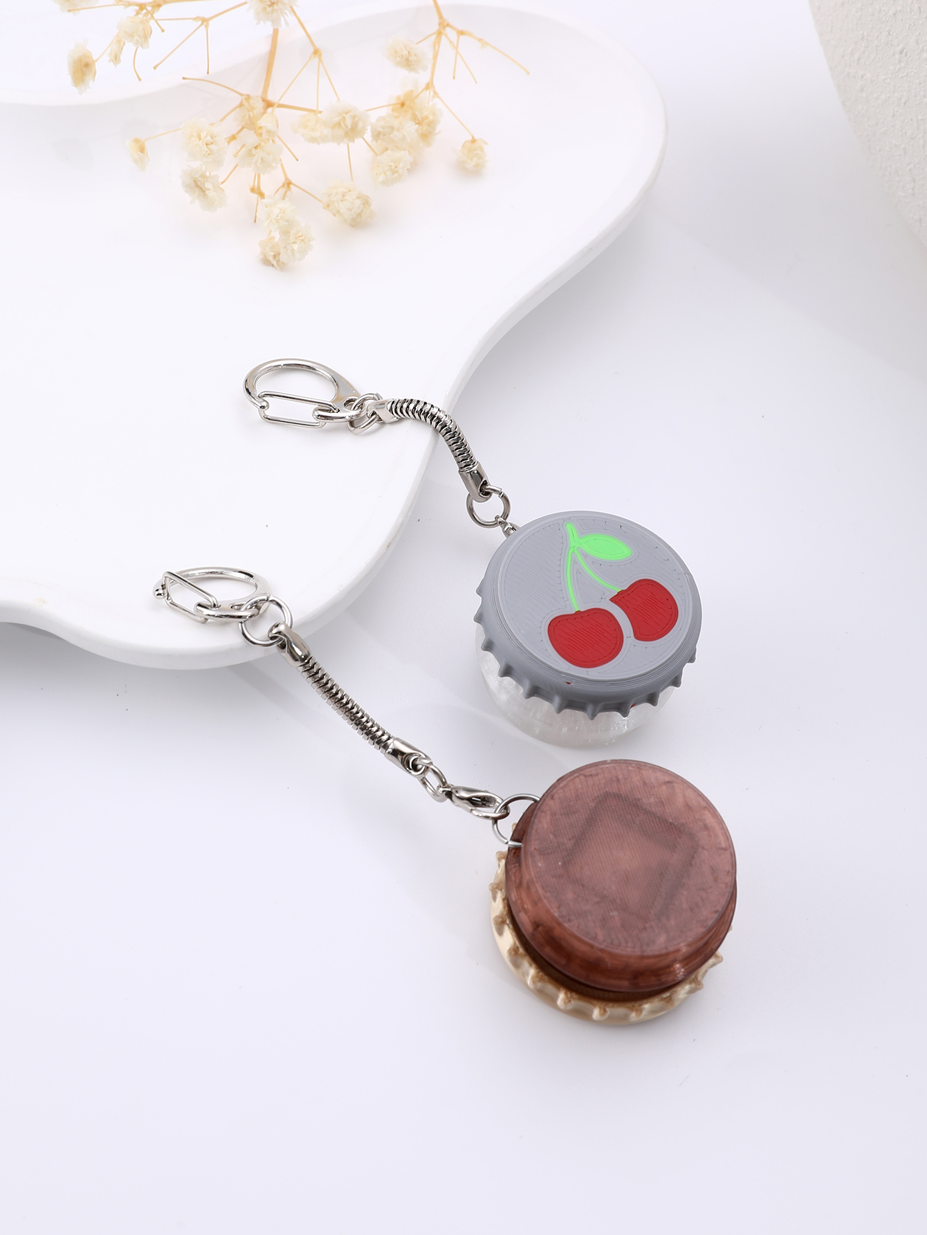 3D printed wine bottle cap keychain - adult stress relief toy, with a portable anxiety relief gadget featuring a clickable keyboard design