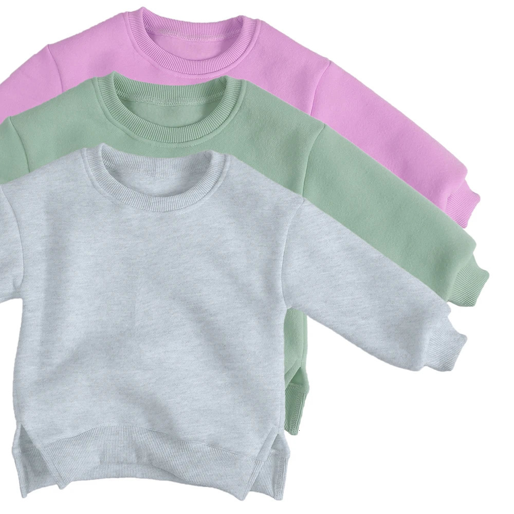 2025 Winter Autumn Hoodies Pullovers Kids Boys Girls Clothes Korean Baby Thicken Fleece Sweatshirt Childrens Clothing 6M-7T 250724