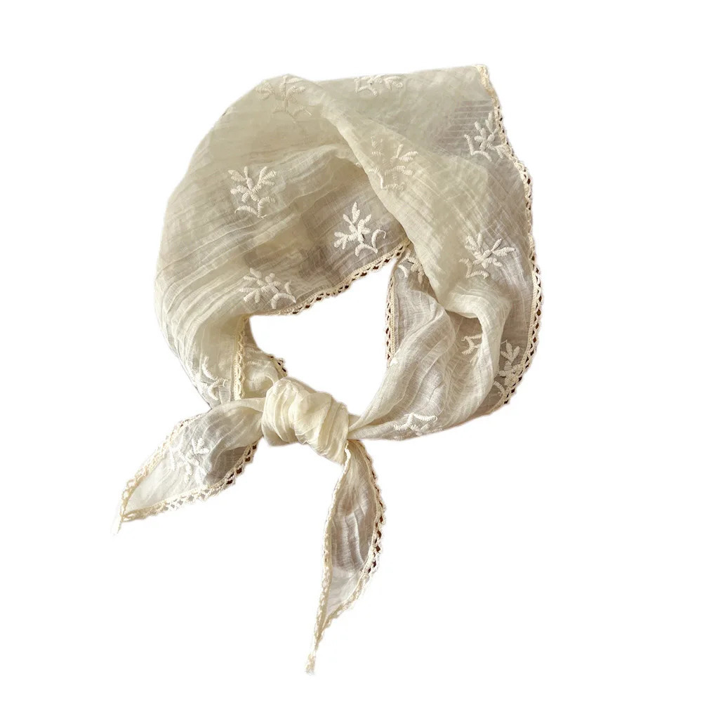 Summer Triangle Lace Hair Head Wrap Embroidered Flower Neck Scarf Shawl Headband Handkerchief Hair Ties Bandanas Hair Ribbon 250723