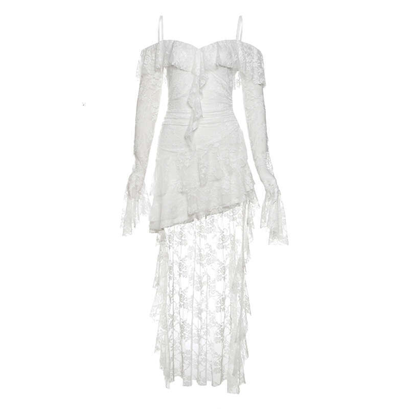 2024 Autumn Winter New Women's Solid Color Slim High Waist Fashion Off-Shoulder Strap Dress db9