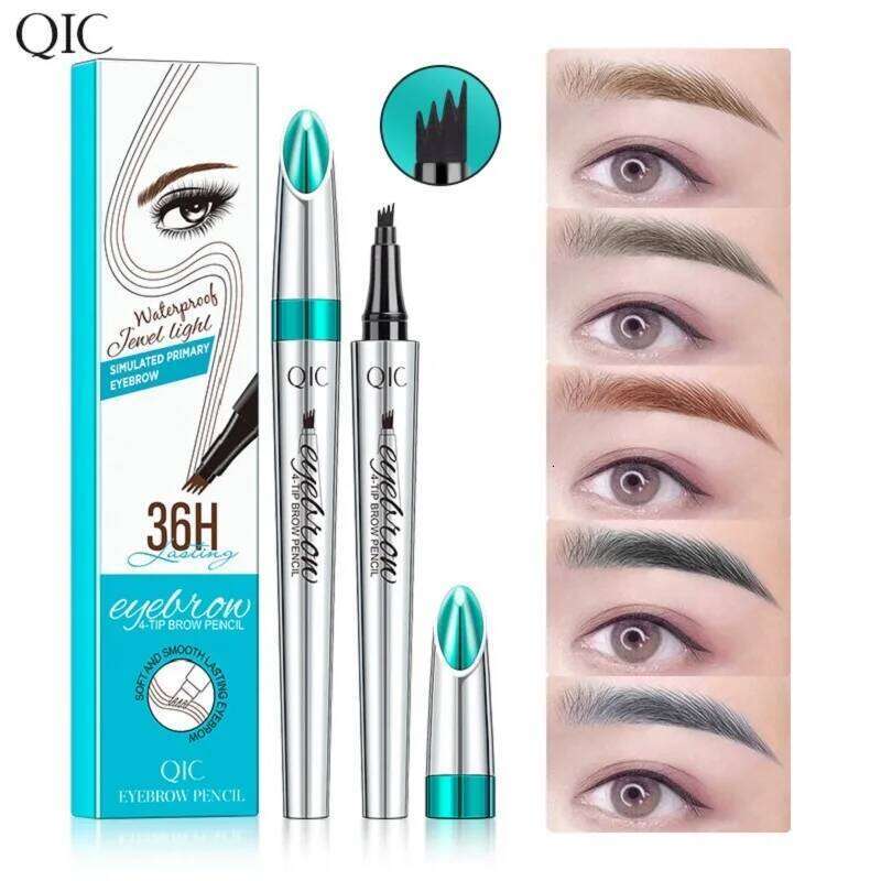 QIC Four-Claw Sketch Black Brown Gray Liquid Eye Brow Pencil Waterproof Long Lasting 3d Eyebrow Pen Makeup Tool X250725