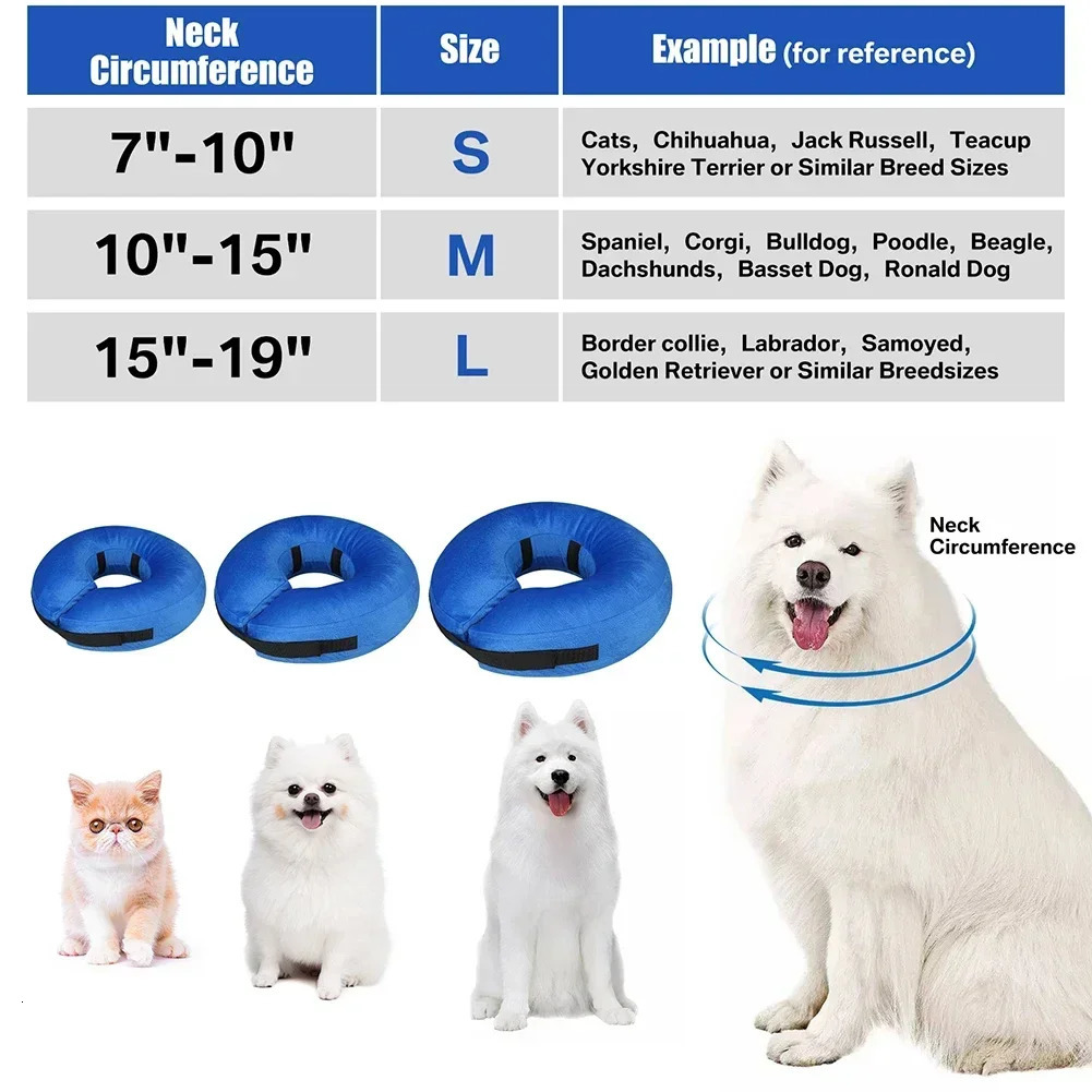 Protective Inflatable Collar for Dogs Cats After Surgery Soft Recovery Collar Not Block Vision Small Medium Large Pet Supplies 250716