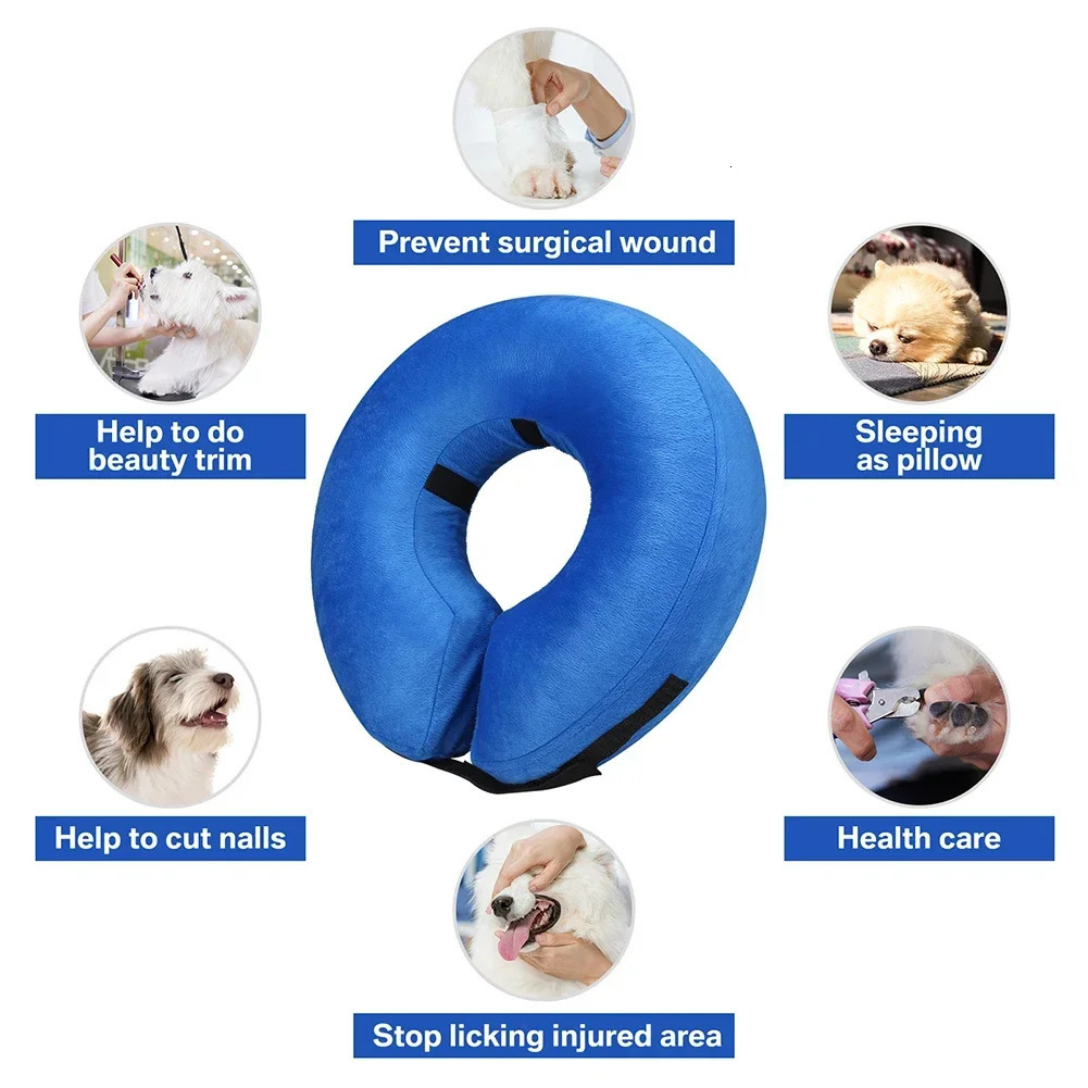 Dog Cones After Surgery Protective Inflatable Dog Collar Pet Recovery Collar Soft Pet Cone for Small Medium or Large Dogs Cats 250731